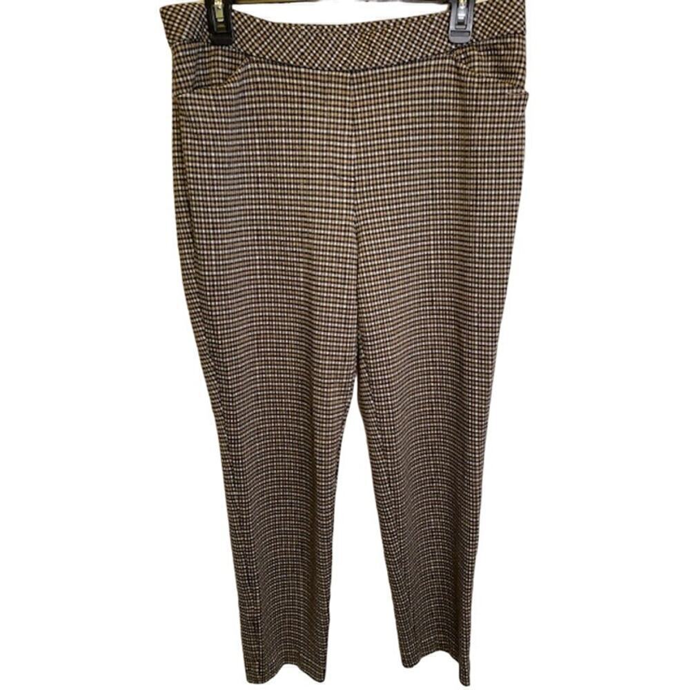 J. Jill Women Pants Size Medium Ponte Pull On Checked Slim‎ Leg Pockets Knit